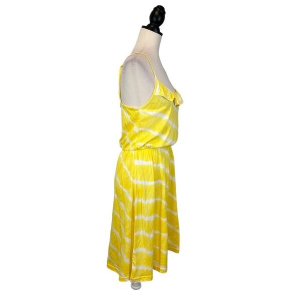 NWT LOFT Stripe Dress Ruffle Neckline Yellow Size S Sundress - Picture 3 of 7